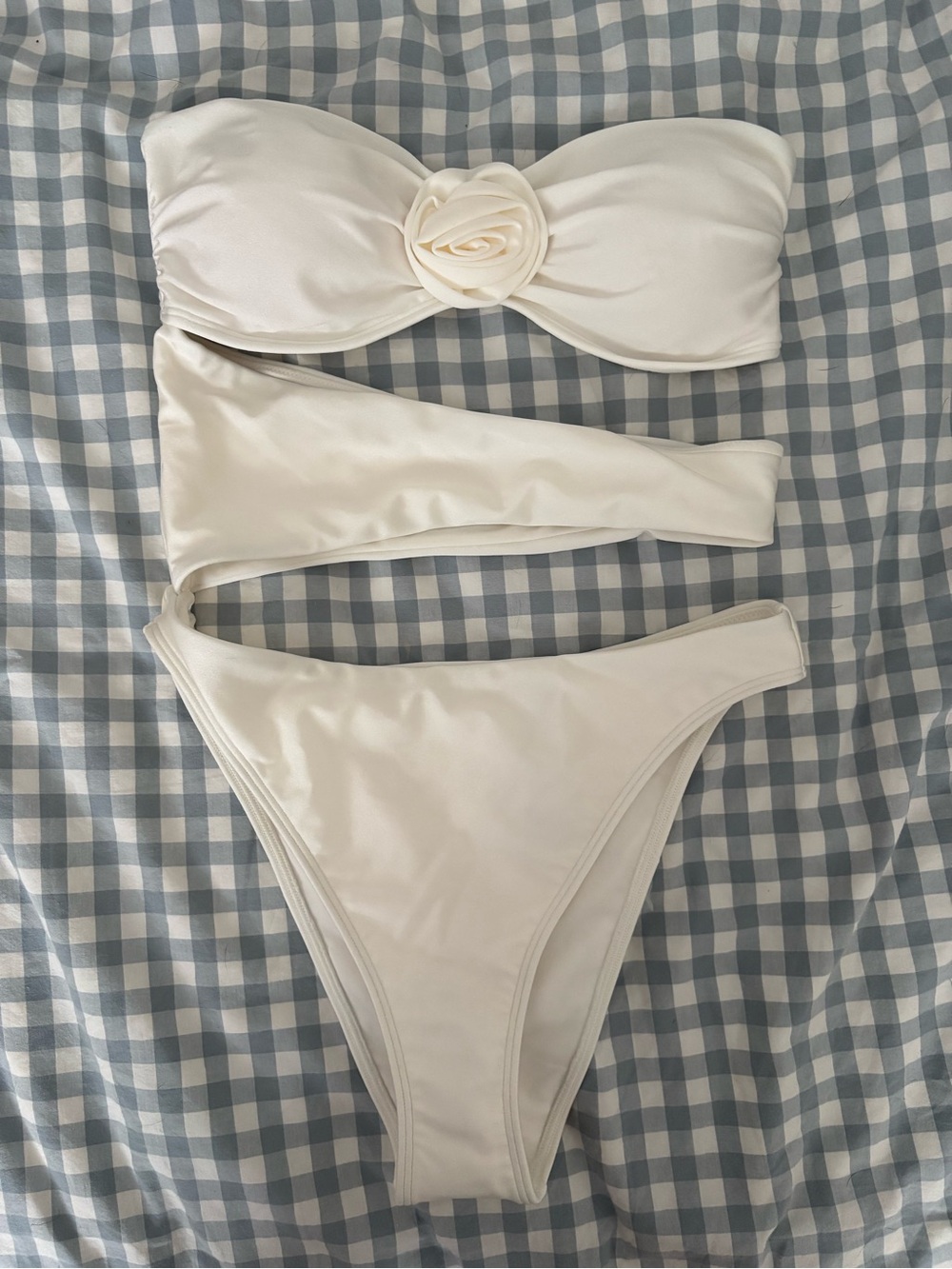 Abercrombie & Fitch Cream Strapless One-Piece with Rosette